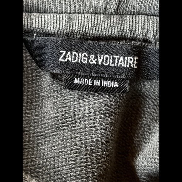 Zadig & Voltaire Hoodie Large Womens Pullover Gray French Terry Spencer Print - Picture 6 of 7